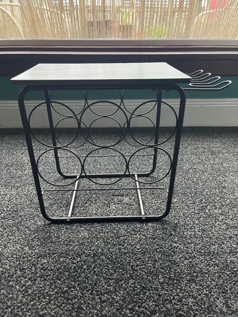 Wine bottle rack & table With space for glasses 