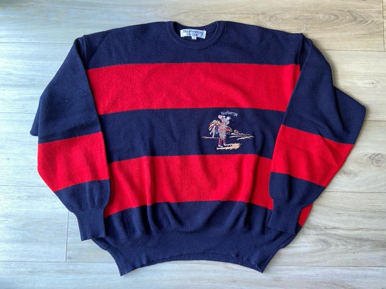 image for Burberry Vintage Striped Merino Wool Jumper Made In England