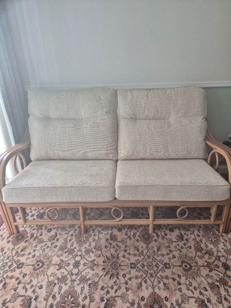 4 piece Light Oak Cane Conservatory furniture 