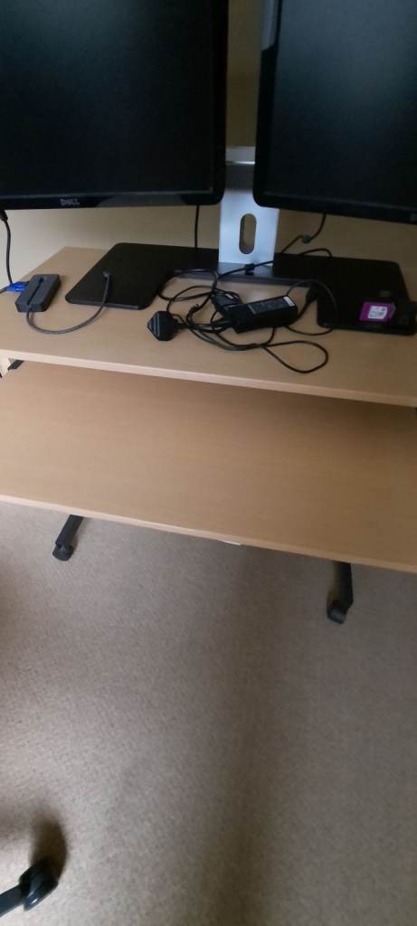 Computer desk light wood with pull out shelf 