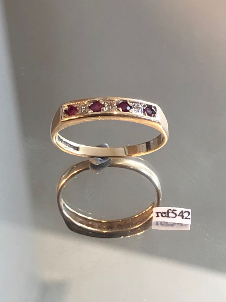 Diamond abd Ruby Solid Gold Eternity Ring Hallmarked