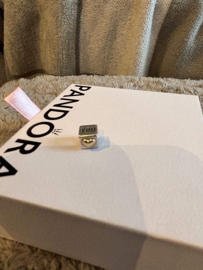 genuine Pandora Silver & 14k Gold I Love You Cube Charm