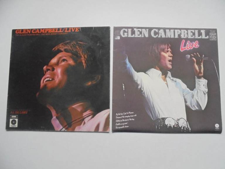 Two Glen Campbell 'Live' Vinyl Stereo Vinyl LP's. EX/VG