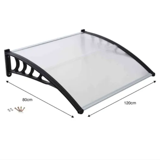 Outsunny 80 x 120cm Clear Black Fancy Door Canopy Outdoor Awning Rain Sun Shelter Window Porch NEW
