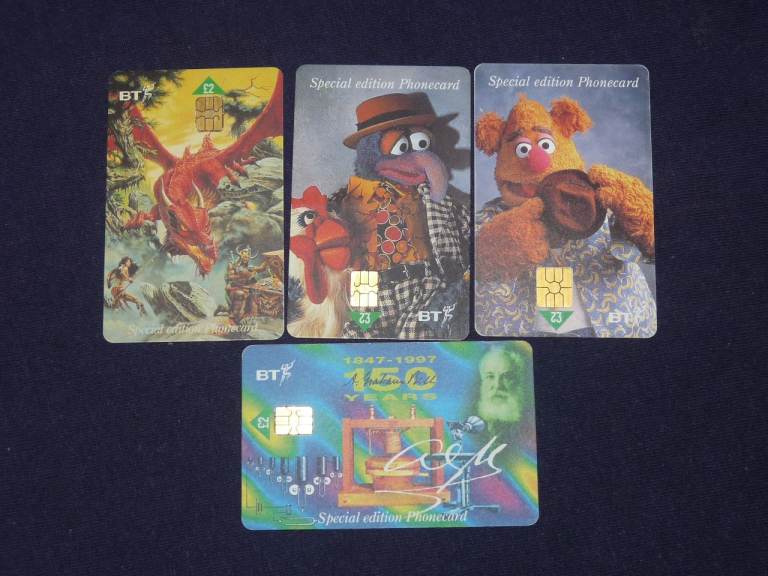 4 X Special Edition BT Phone Cards / Muppets / Dragons / Card Collectors / Telephone Memorabilia