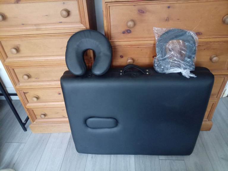 Portable Black Massage Table with Headrest – Good Condition
