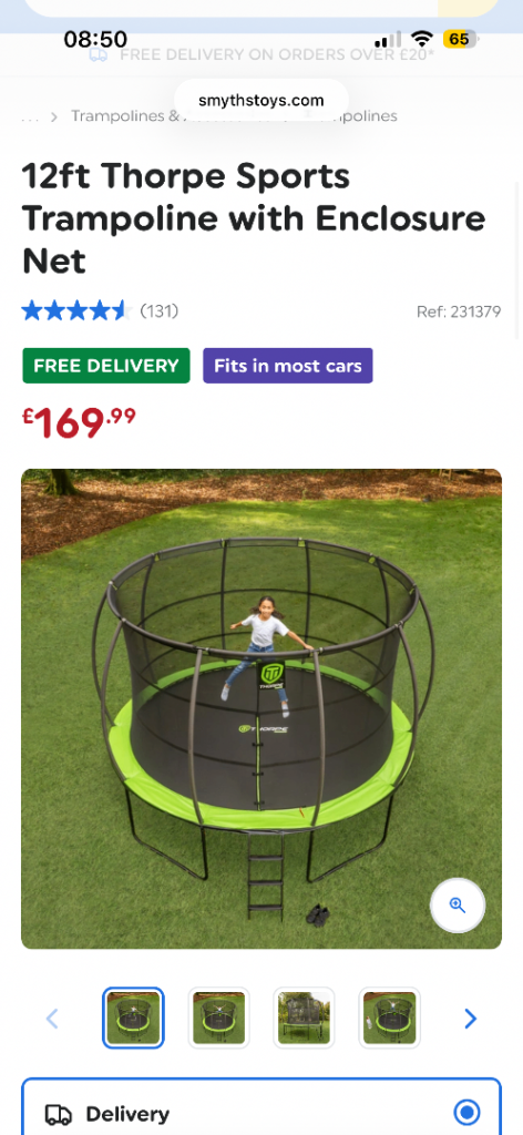 brand new 12ft Thorpe Sports Trampoline with Enclosure Net – Good Condition