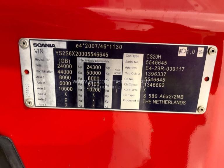 2019 (19) SCANIA S580 6X2 MIDLIFT HIGH CAB V8