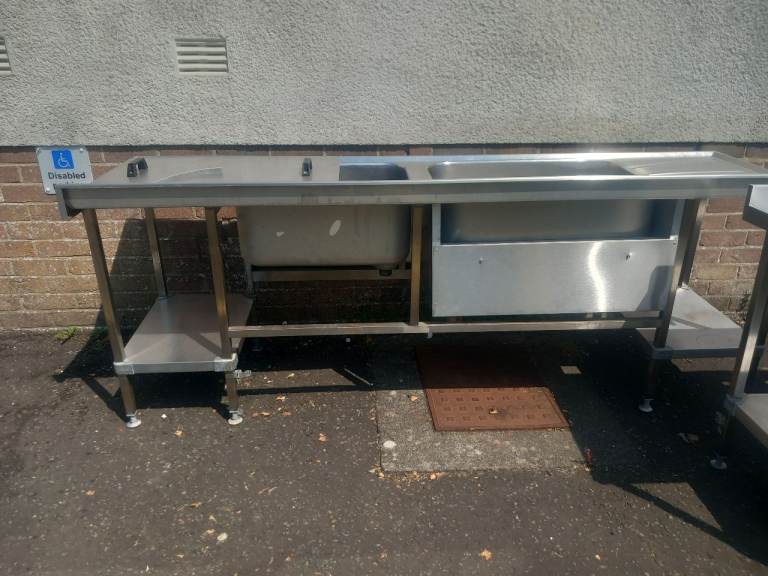 Commercial Stainless Steel Double Sink and single sinkUnit with Shelving
