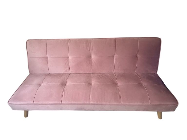 Pink Velvet 3 Seater Sofa Bed Pink 175 W x 83 D x 76 H RRP £229.99