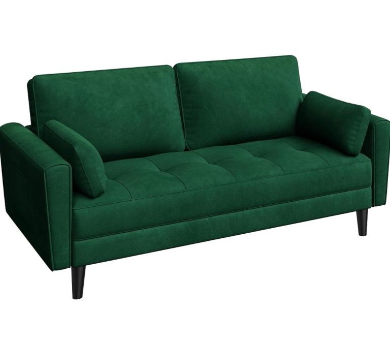 Reduced for quick sale- Green velvet three seater sofa - brand-new x 2