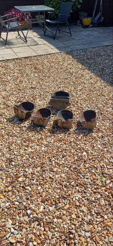 Set of 5 Cast Iron Planters - Rustic Garden Pots