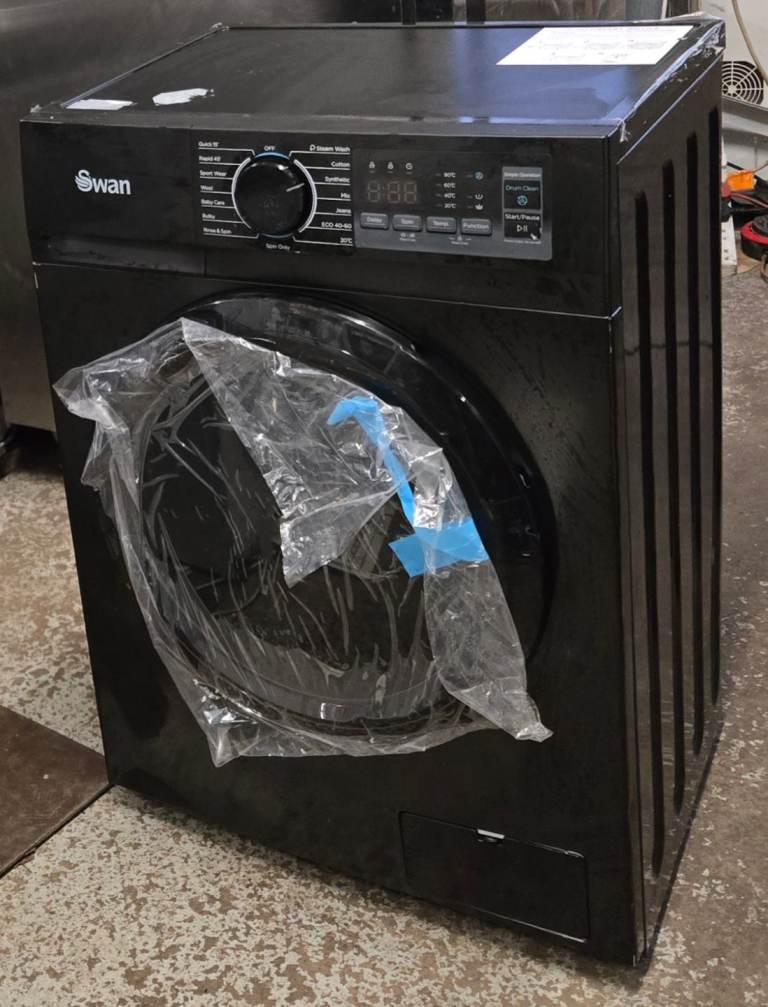 image for Swan SW75120B 8kg 1400 Spin Freestanding Washing Machine - Black, New ex Display without packaging 