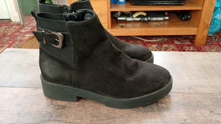 Black Suede Ankle Boots – Good Condition