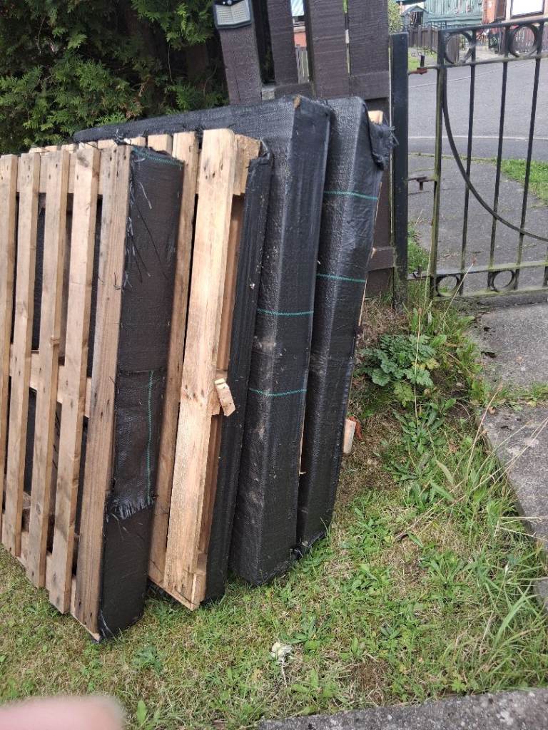 Used Wooden Pallets and Weed Control Fabric