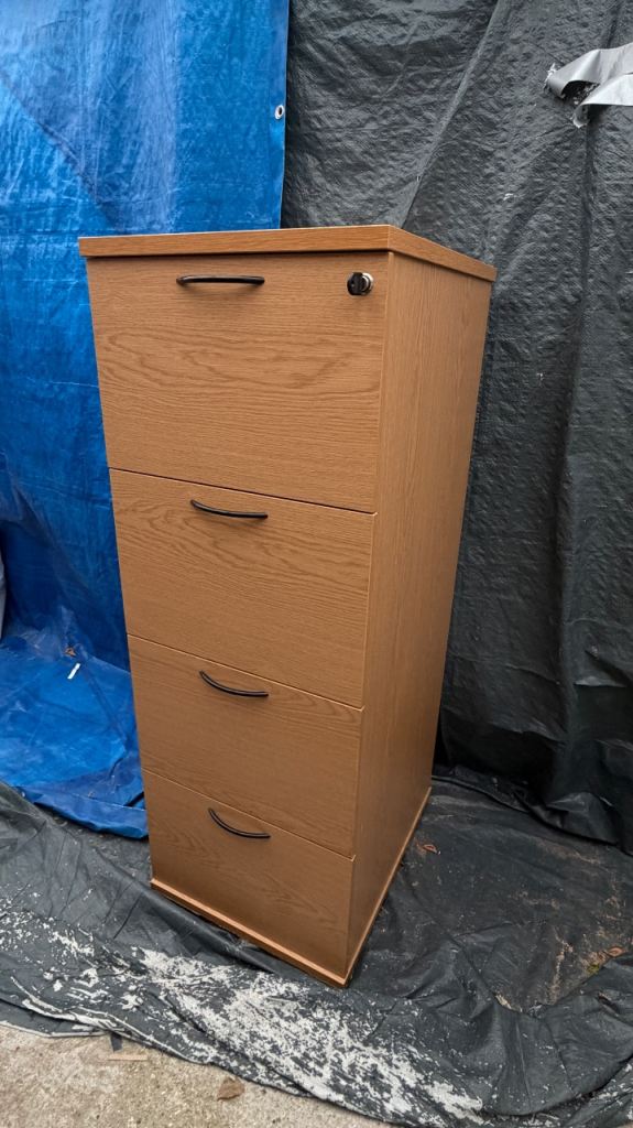 Brown Wooden Filing Cabinet with 4 Drawers