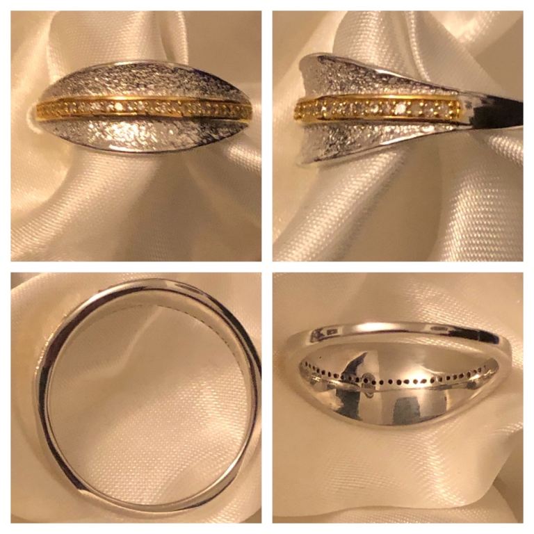 Womans ring P/Q diamond silver 925 platinum gold overlay New 