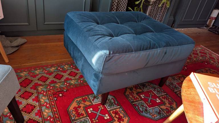 Teal Footstool /poof / Ottoman