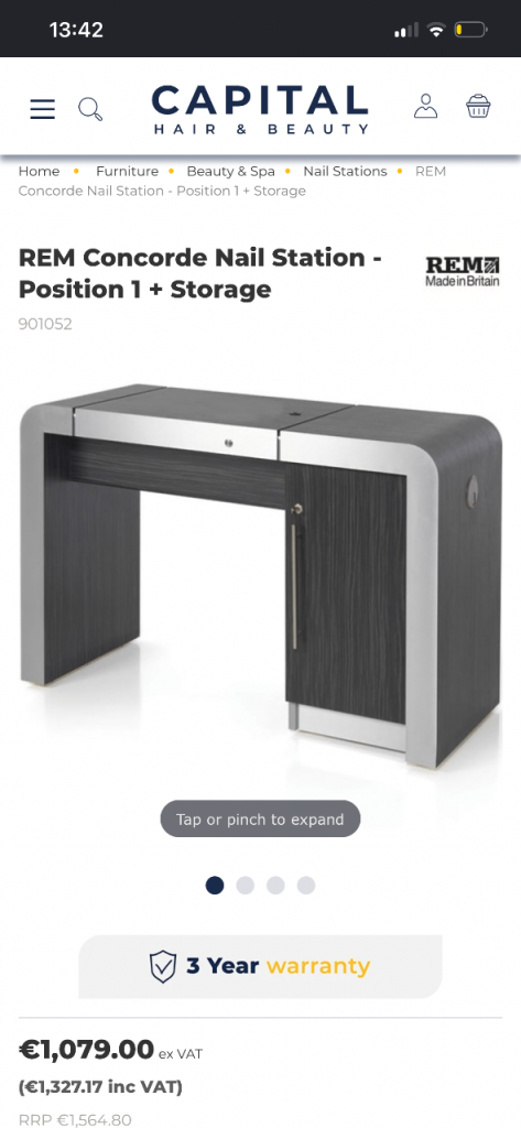 REM Concorde Nail Station Desk with Storage – Good Condition
