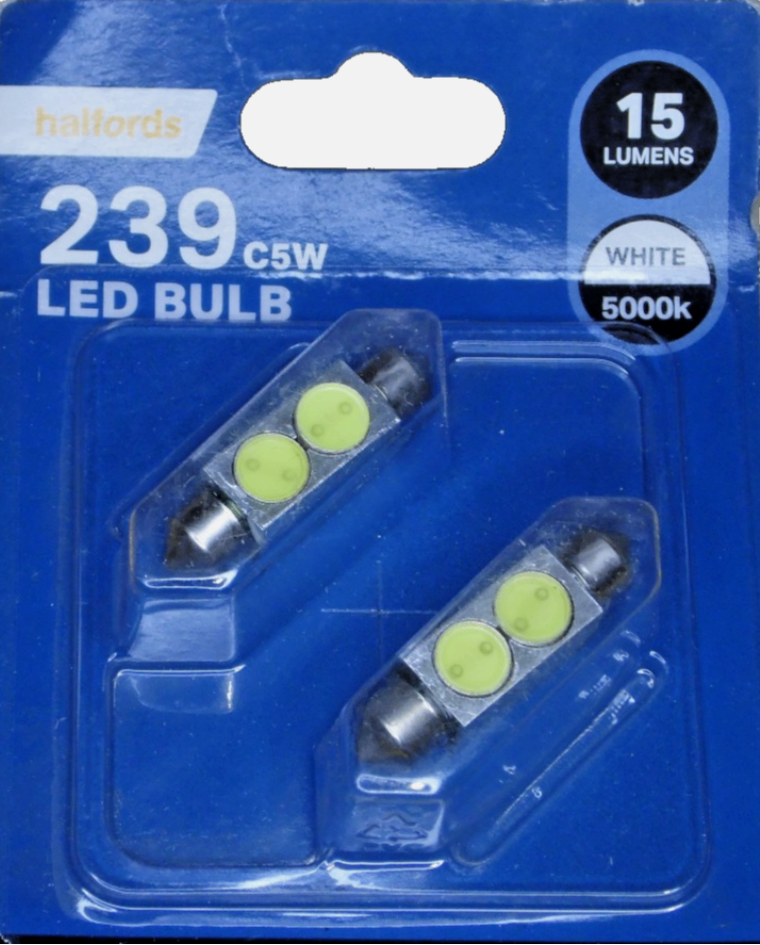 HALFORDS 239 C5W SMD LED HIGH POWER COB FESTOON NUMBER PLATE LIGHT WEDGE XENON