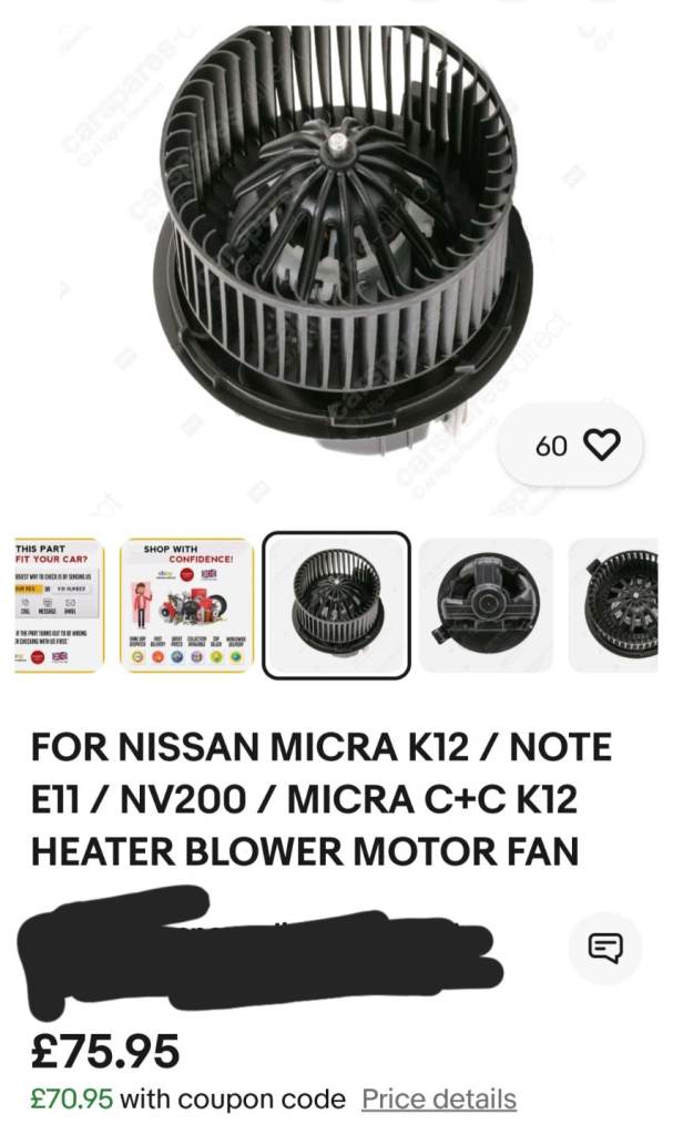 Nissan nv200 blower motor
