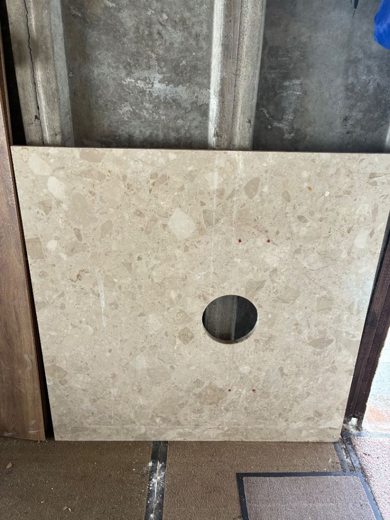 Beige Stone Vanity Top with Sink Hole – Good Condition