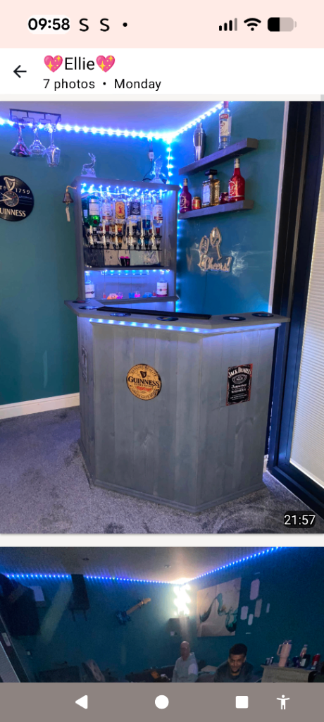 Home Bar Unit with optics and Stools included 
