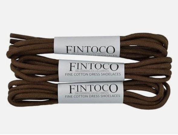Fintoco Round Waxed Designer Dress Shoelaces, Extra Thin, 3 Pair
