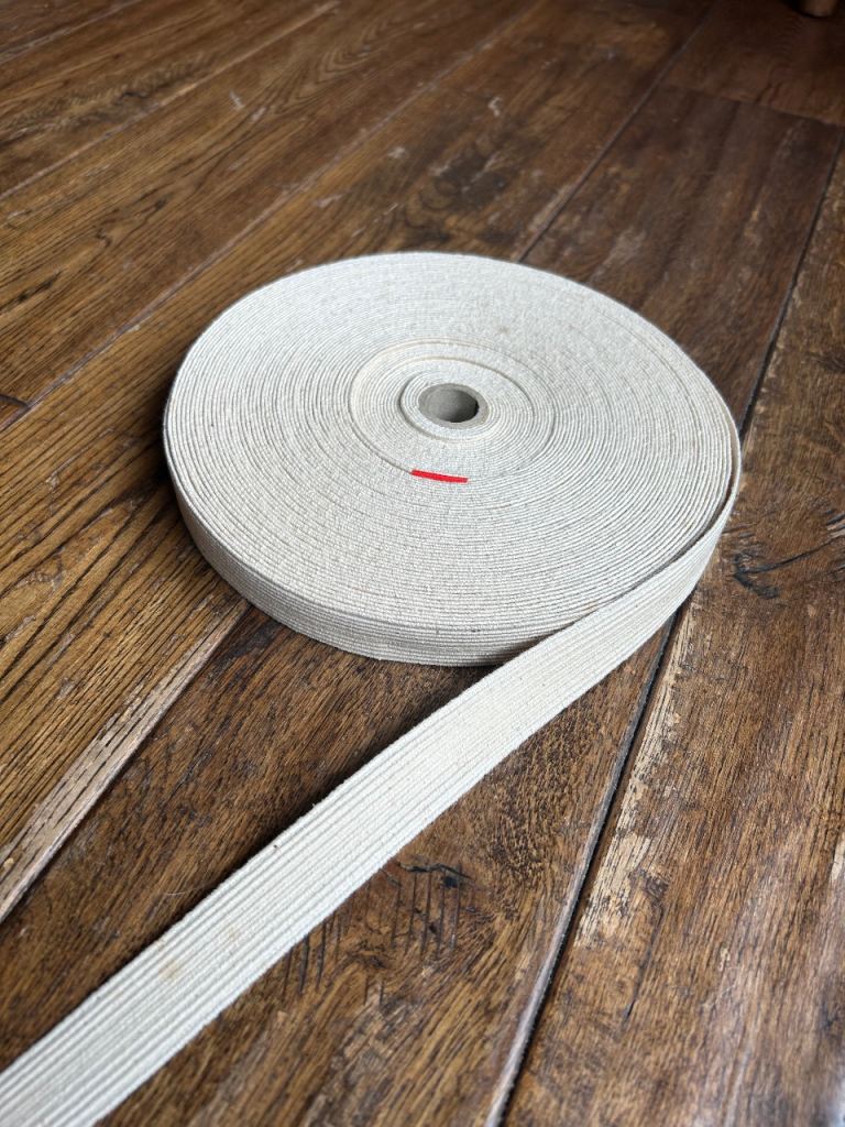 New White Elastic Webbing Roll - 25mm Wide