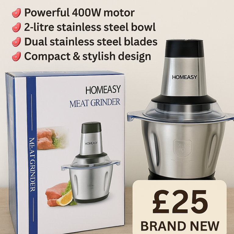 HOMEASY Electric Meat Grinder – 2L Stainless Steel Bowl