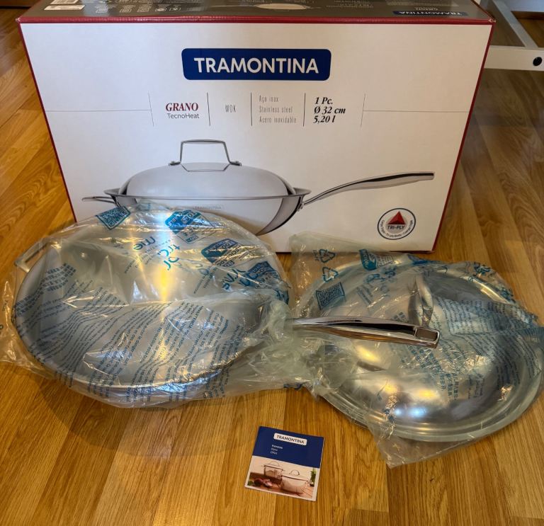 TRAMONTINA Grano 32cm Wok – New, Stainless Steel