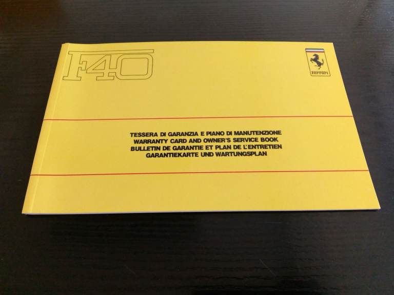 Ferrari F40 warranty book service 