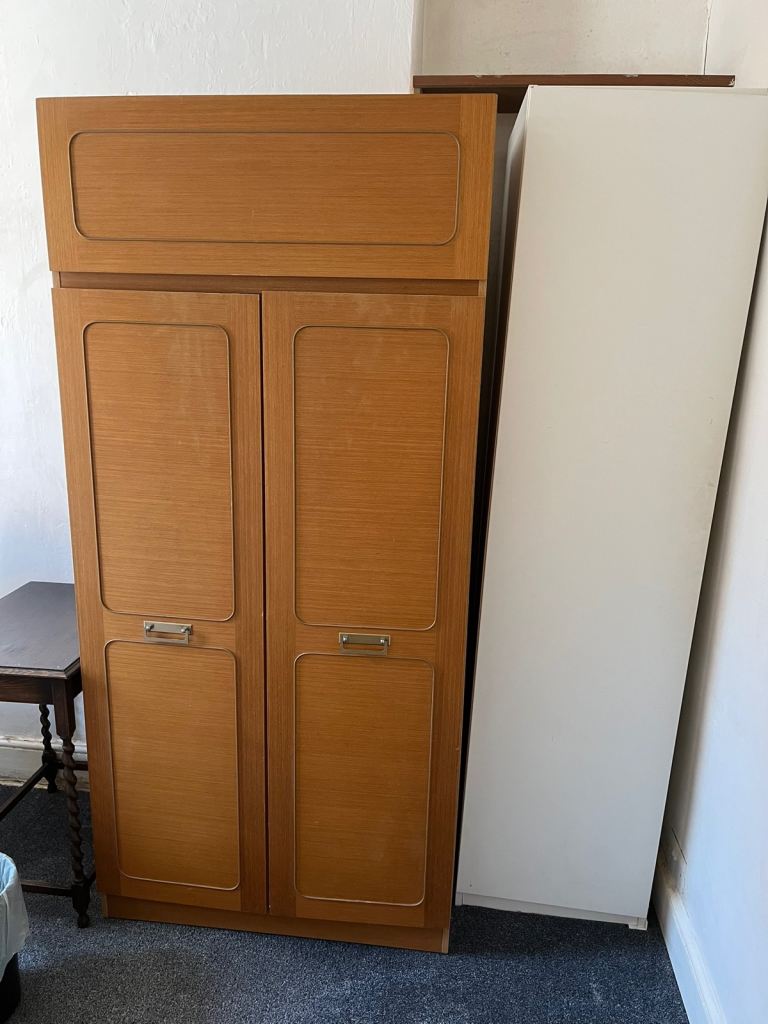Wooden Wardrobe with Top Storage – Good Condition