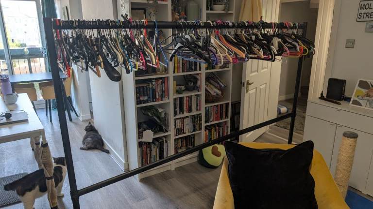 Black Metal Clothes Rail - Good Condition