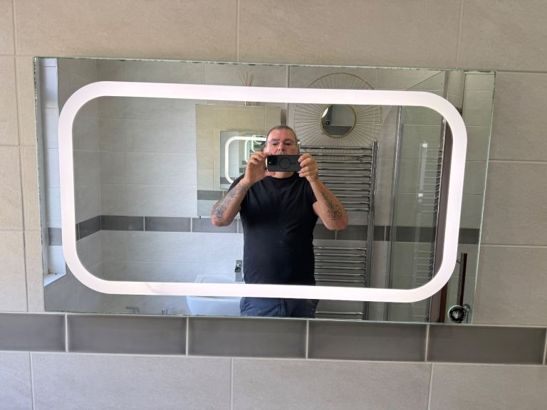 Modern Bathroom Mirror with LED Lighting – Good Condition