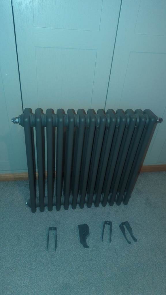 Warmehaus - Traditional Cast Iron Style Anthracite Triple Column Horizontal Radiator 600 x 605mm 