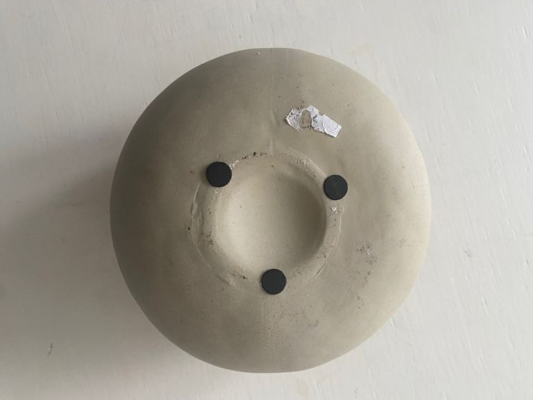 Handmade plant pot with non scratch padding , grey/ green 