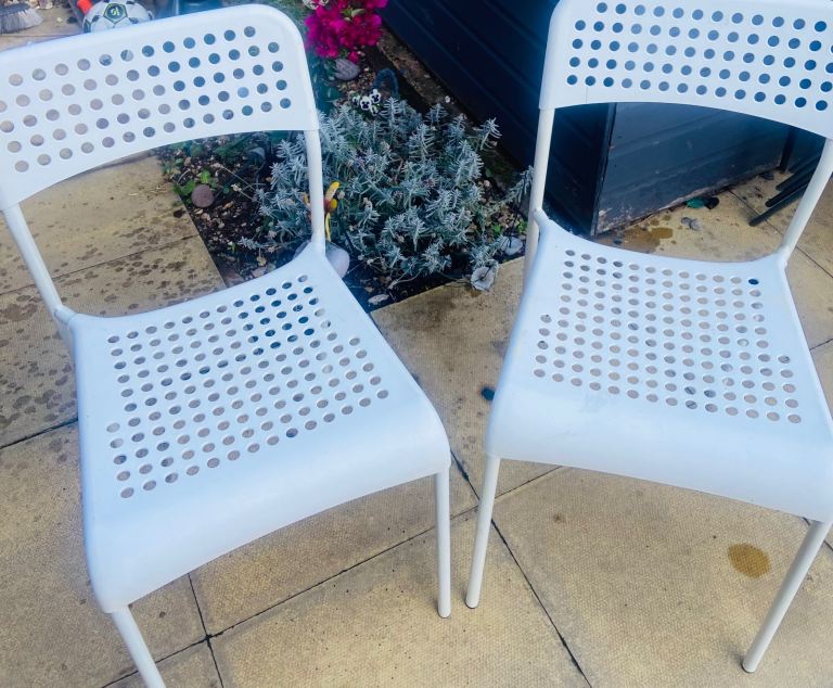 Pair of White  ikea chairs 