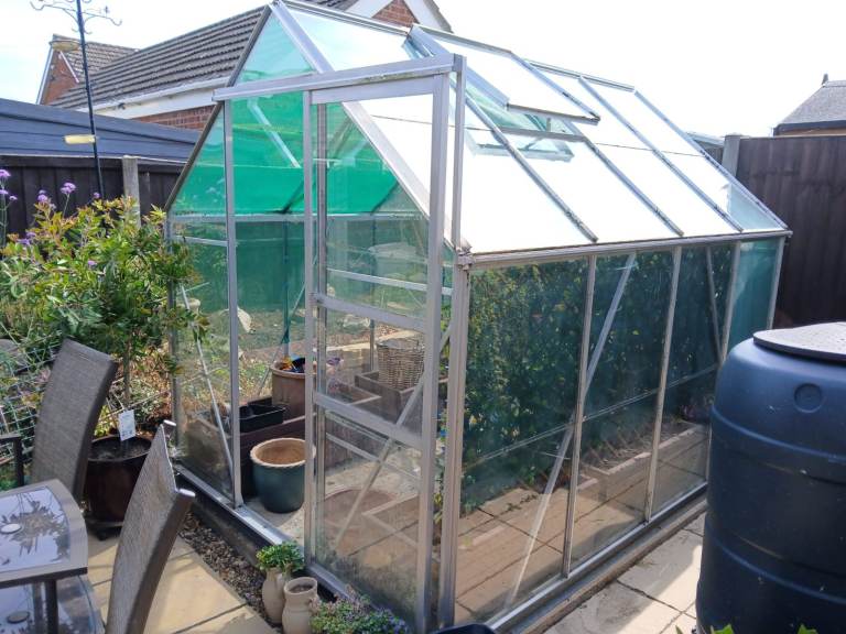 Metal Framed Glass Greenhouse. 8ft x 6ft.