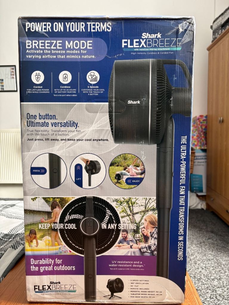 NEW shark Flexbreeze fan with misting attachment 