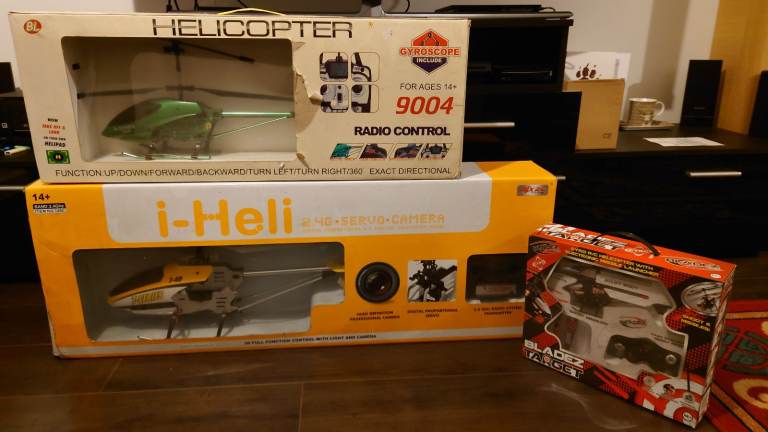 3 RC helicopters Spares or repairs still with boxes