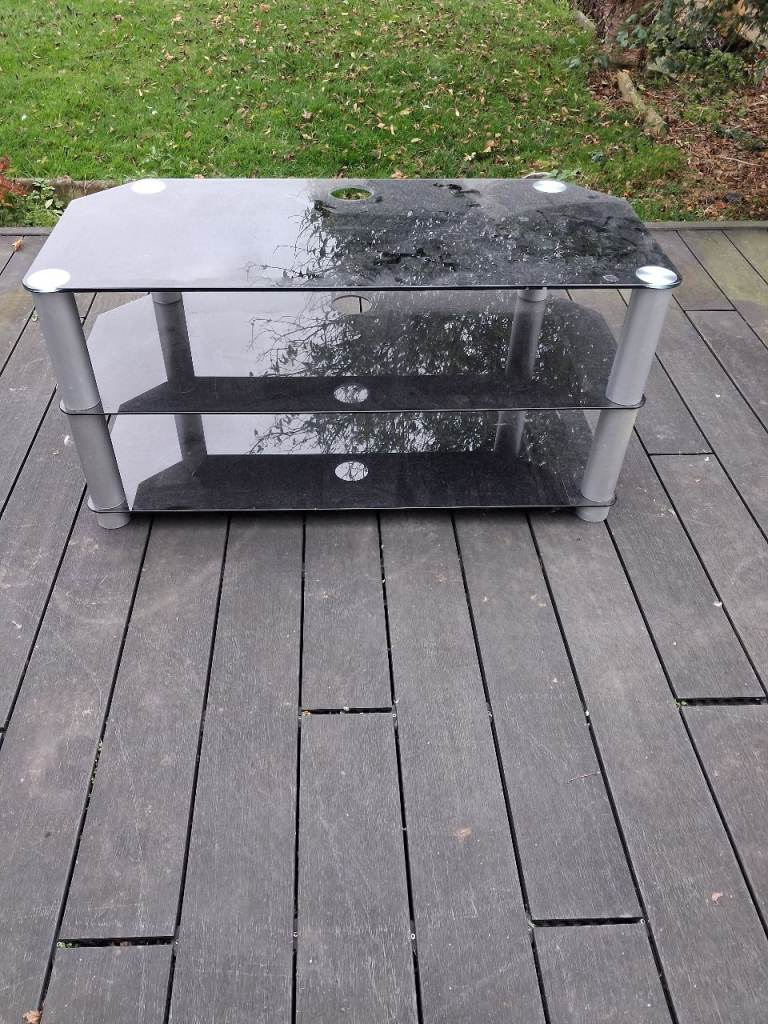 Black Glass TV Unit Stand – Good Condition