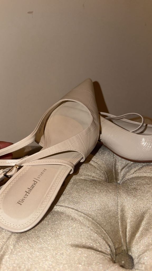 River Island Beige Kitten Heel Slingback Shoes – As Good As New