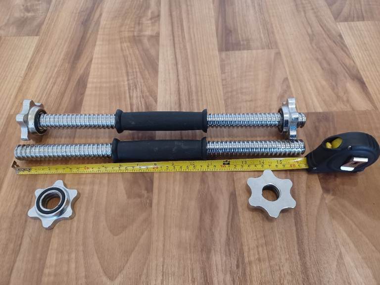 16.5 INCH LONG DUMBBELL BARS - SOLID CAST IRON - 1 Inch Diameter