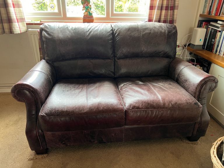 Brown Leather 2-seater Sofa