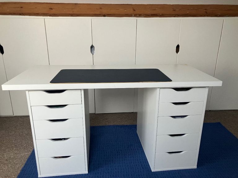 IKEA ALEX Desk with Drawers – White, Good Condition