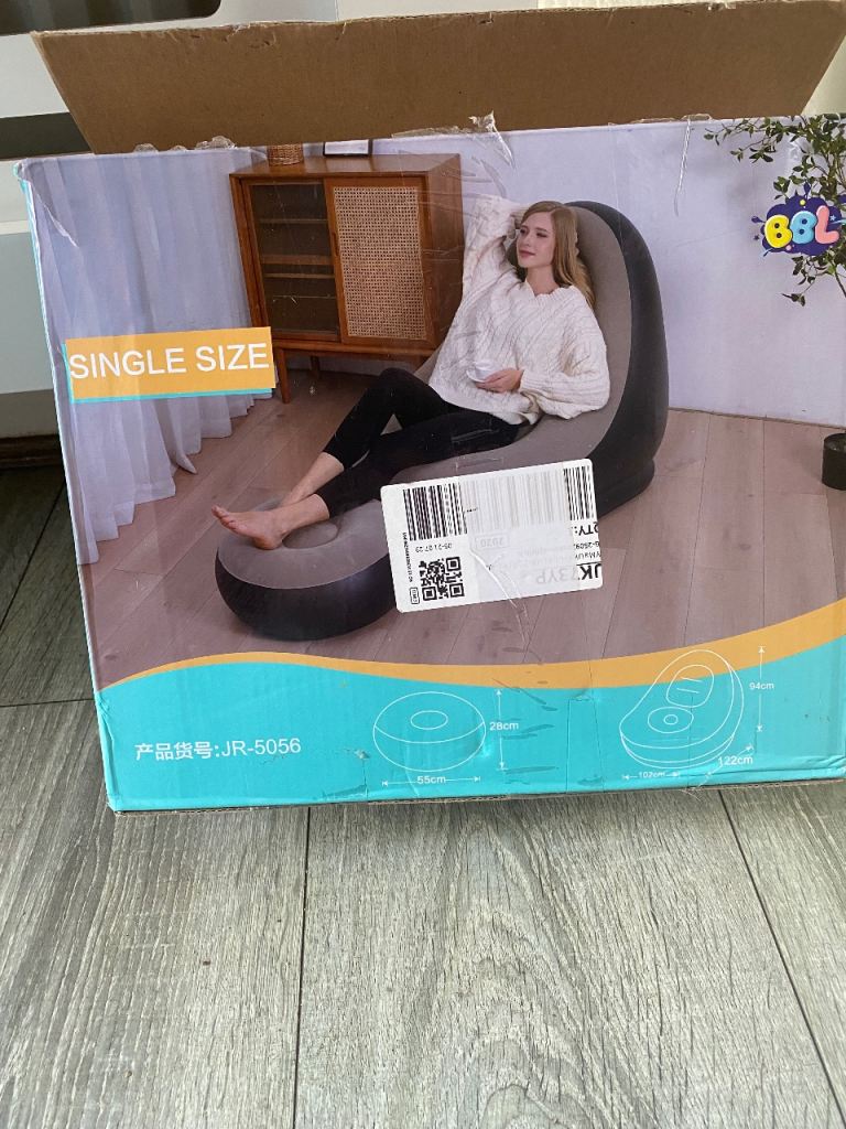 New Inflatable Lounge Chair with Footrest – Single Size
