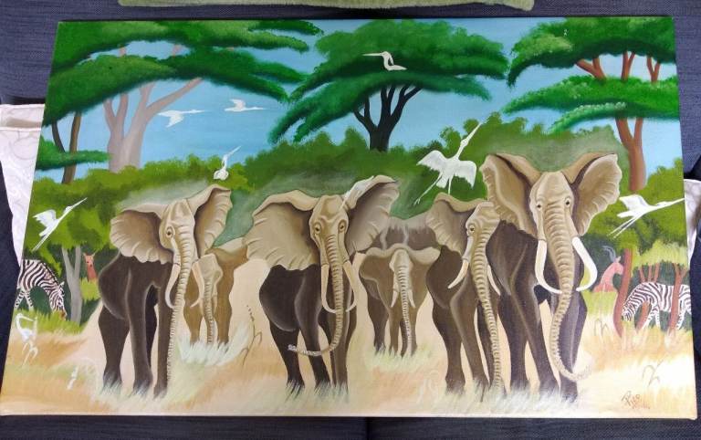 Large Elephant Canvas – African Savannah Scene