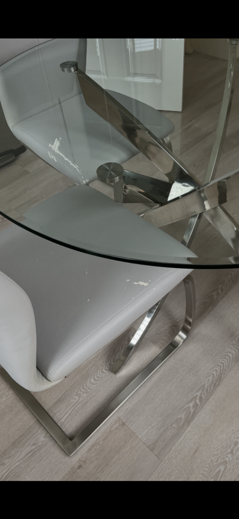 Set of Grey Dining Chairs with Metal Legs