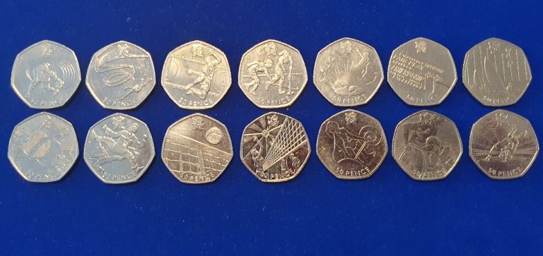 Fourteen 2011 Olympics Uncirculated 50p Coins for Collectors